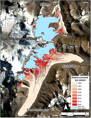 Evolution of Surface Characteristics of Three Debris-Covered Glaciers in the Patagonian Andes From 1958 to 2020